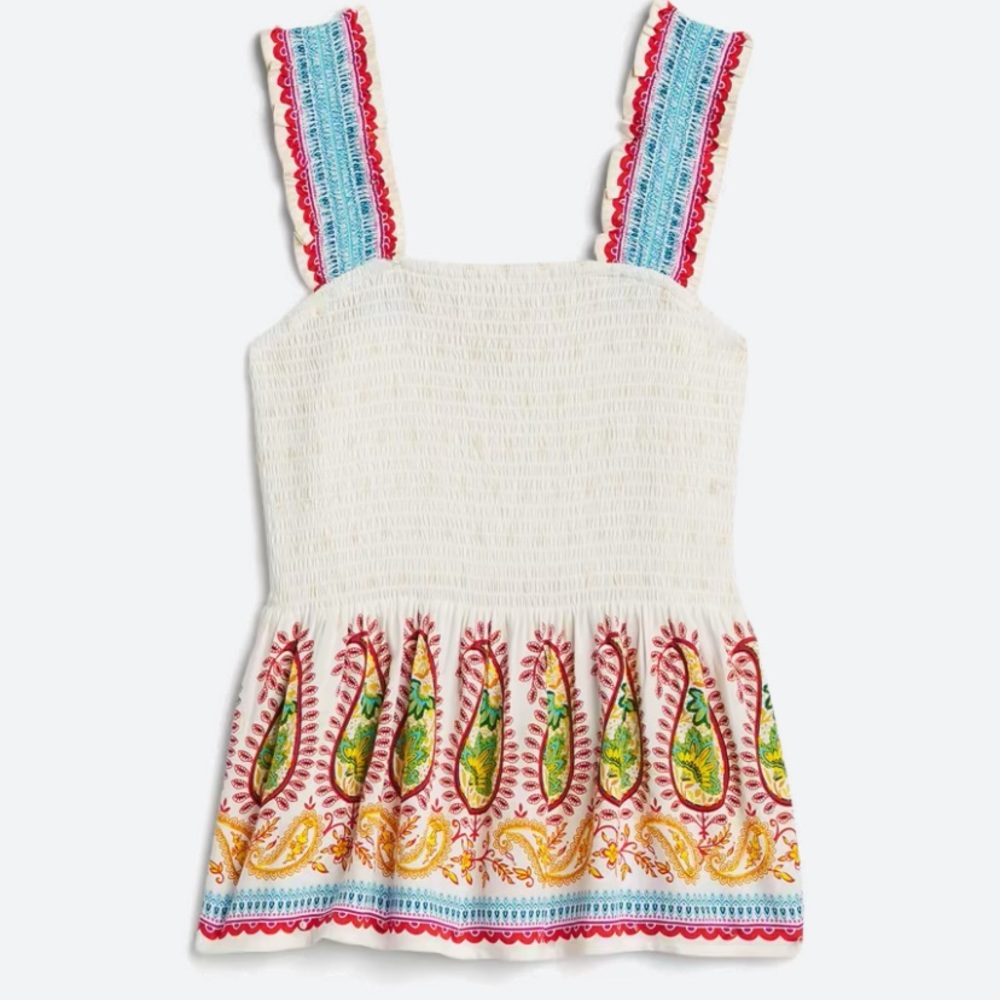 Les Serein Ashlynn Smocked Embroidered Top